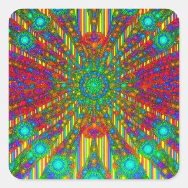 Carré Radiant Spectrum Burst Kaleidoscope Sticker (Devant)