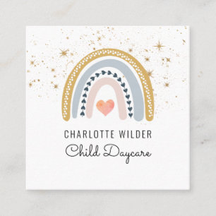 Carré Rainbow Et Stars Carte de visite De Garde D'Enfant