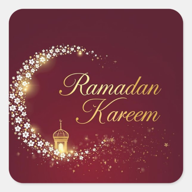 Carré Ramadan Kareem Round Sticker Gift (Devant)
