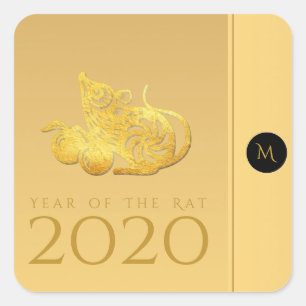 Carré Rat Année 2020 fruits Élégant Monogramme S Sticker