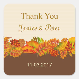 Carré Red Gold Brown chute laisse Mariage Sticker