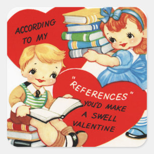 Carré Retro Vintage Valentine Holiday sticker couple