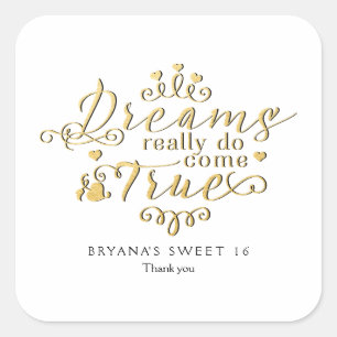 Carré RÊVES VRAIMENT NE VRAIMENT PAS VRAI Sticker Gold F