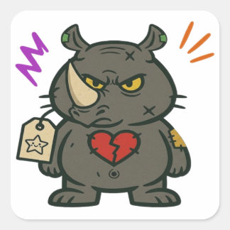Carré Rhino Grumpy - Sticker Coeur cassé