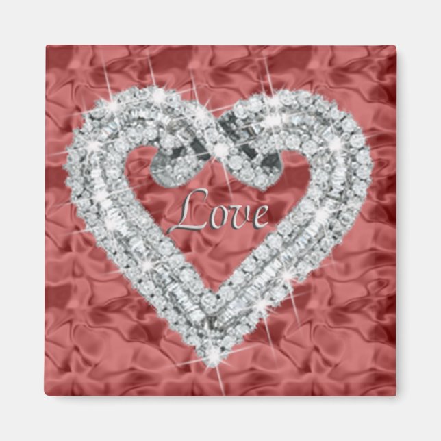 Carré rouge Aimer Diamond Heart Magnet (Devant)