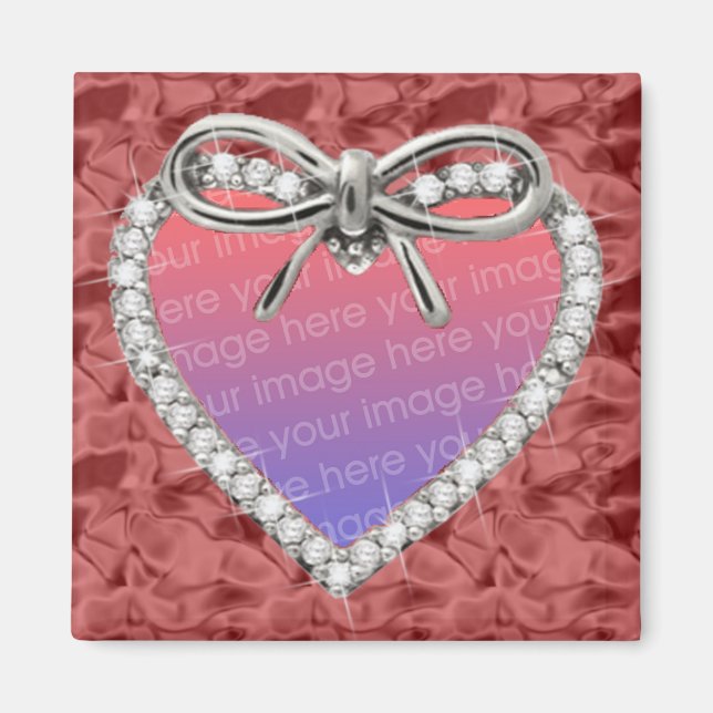 Carré rouge Diamond Heart Frame Magnet (Devant)