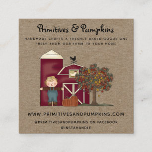 Carré Rustique Primitive Pays Carte de visite Automne