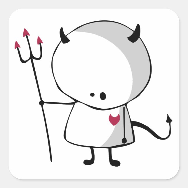 Carré Sac de friandises Sticker Diable Mignon (Devant)