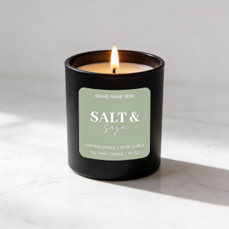 Carré Sage Green Salt & Saga Custom Candle Label Sticker