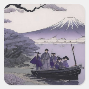 Carré Samurai Sticker Mount Fuji Japanese Art