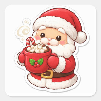 Carré “Santa’s Coffee Break” – Cute Christmas Sticker
