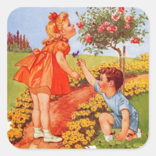 Carré Sentir le Sticker Rose