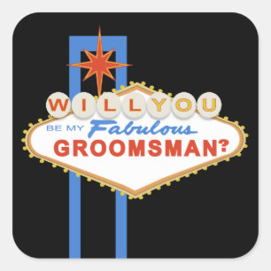 Carré Serez-Vous Mon Groomsman Las Vegas Sticker À Signe