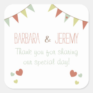 Carré Shabby Chic Bunting Mariage Sticker