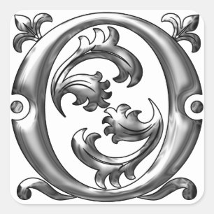 Carré Silver Initial O Majuscule Monogramme Sticker