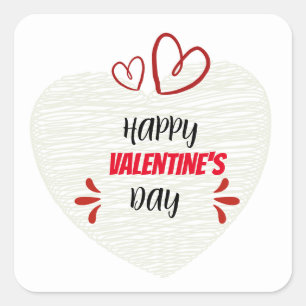 Carré Simple Gris blanc rouge valentine's jour sticker
