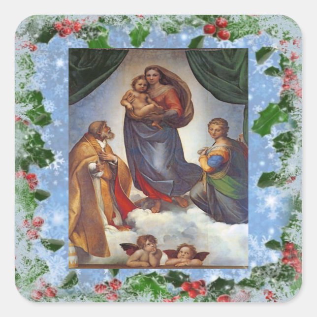 Carré Sistine Madonna Sticker de Noël (Devant)