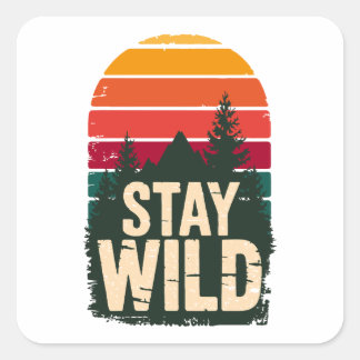 Carré Stay Wild Vintage Sunset Square Sticker 