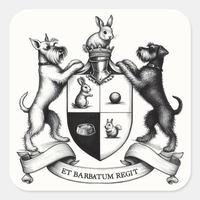 Carré Sticker à armoiries Schnauzer (Devant)