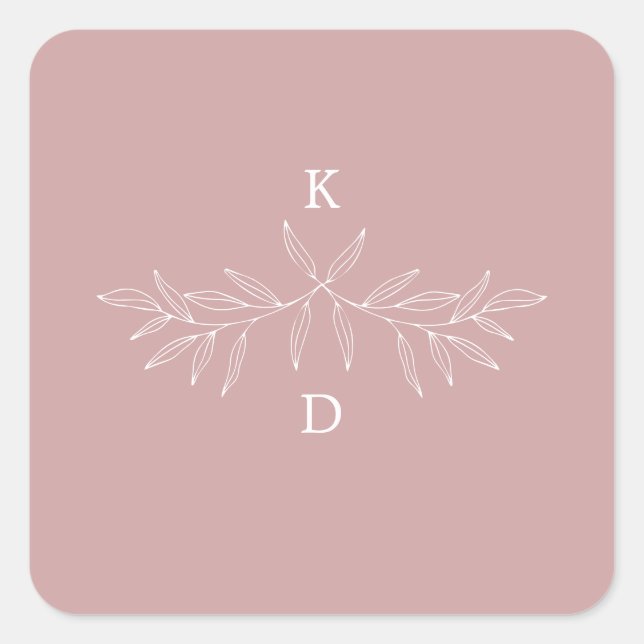 Carré Sticker à Faire-part de mariage Laurel minimal (Devant)