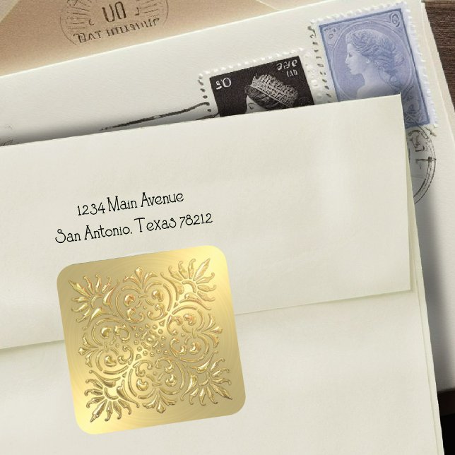 Carré Sticker à look Embossé Or Ornate (Créateur téléchargé)