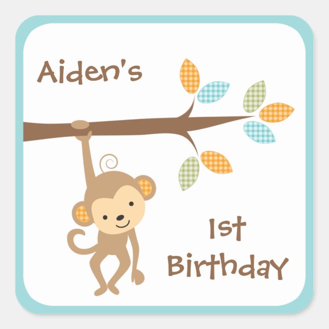 Carré Sticker à singe mignon (Devant)