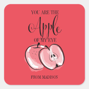 Carré Sticker Apple Valentine Pun Fruit Funny
