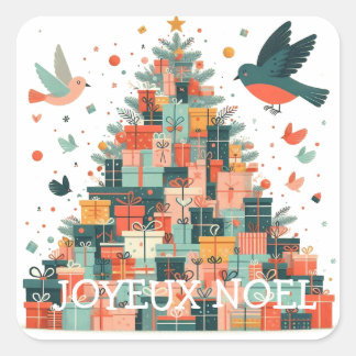 Carré Sticker arbre de noël - personnalisation du texte
