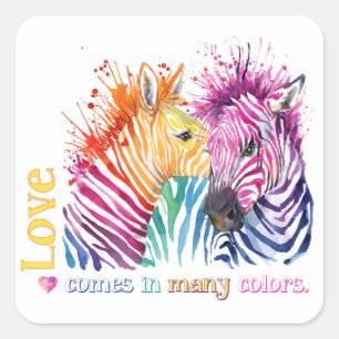Carré Sticker arc-en-ciel Zebra