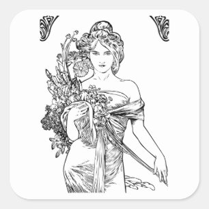 Carré sticker Art nouveau Alphonse Mucha
