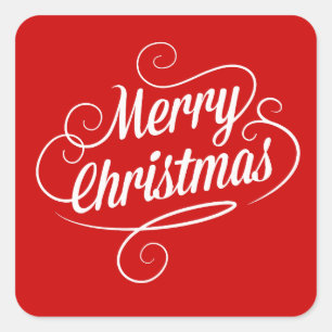 Carré Sticker avec Joyeux Joyeux Texte de Noël