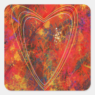 Carré Sticker avec un coeur flamboyant