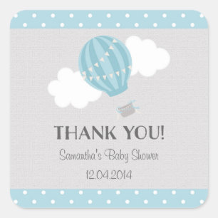Carré Sticker Baby shower à ballon à air chaud
