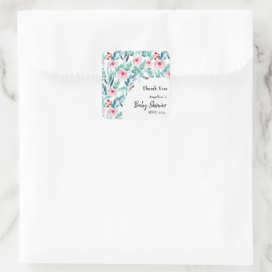 Carré sticker baby shower avec design mignon.