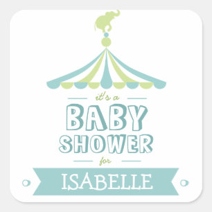 Carré Sticker Baby shower bleu bleu carnaval