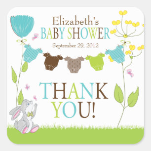 Carré Sticker Baby shower pour bébé garçon en tissu mign