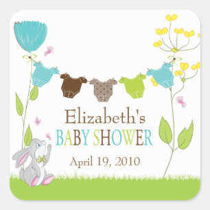 Carré Sticker Baby shower pour bébé garçon en tissu mign