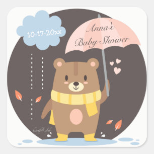 Carré Sticker baby shower Teddy Bear