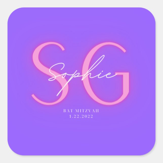 Carré Sticker Bat mitzvah de Sophie (Devant)