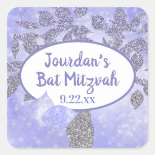 Carré Sticker Bat mitzvah en argent chatoyant