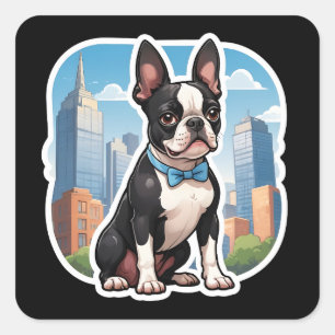 Carré Sticker Boston Terrier