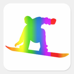 Carré Sticker Bunter Snowboard Regenbogen