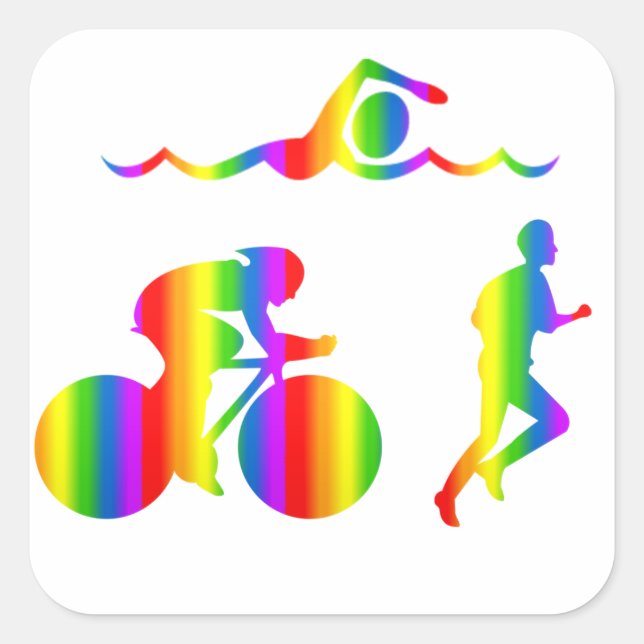 Carré Sticker Bunter Triathlon Regenbogen (Devant)