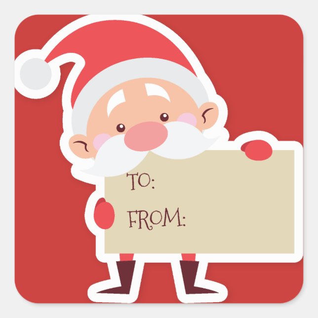 Carré Sticker cadeau de Noël Cute Père Noël (Devant)