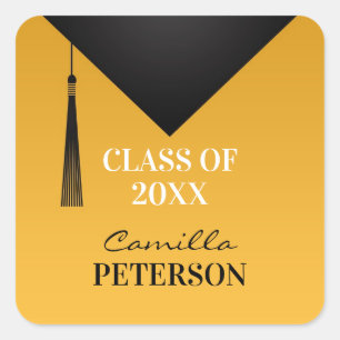 Carré Sticker Casquette noir Merci de diplôme