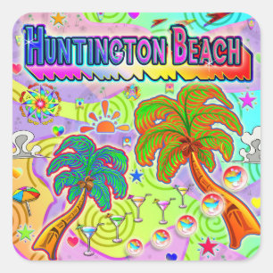 Carré Sticker cible de vacances Huntington Beach