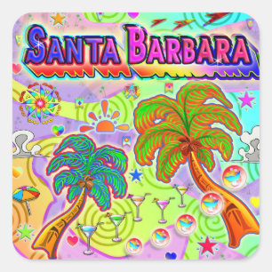 Carré Sticker cible de vacances père Noël Barbara