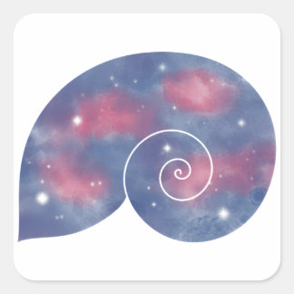 Carré Sticker Clair Nautilus Shell Starscape