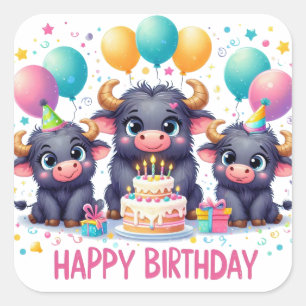 Carré Sticker Classic Round Gold pour anniversaire heure