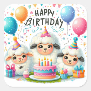 Carré Sticker Classic Round Gold pour anniversaire heure